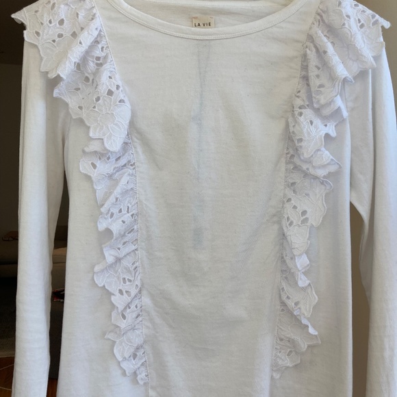 La Vie Rebecca Taylor Long Sleeve Embellished Clean Jersey Top Size M - Picture 10 of 11